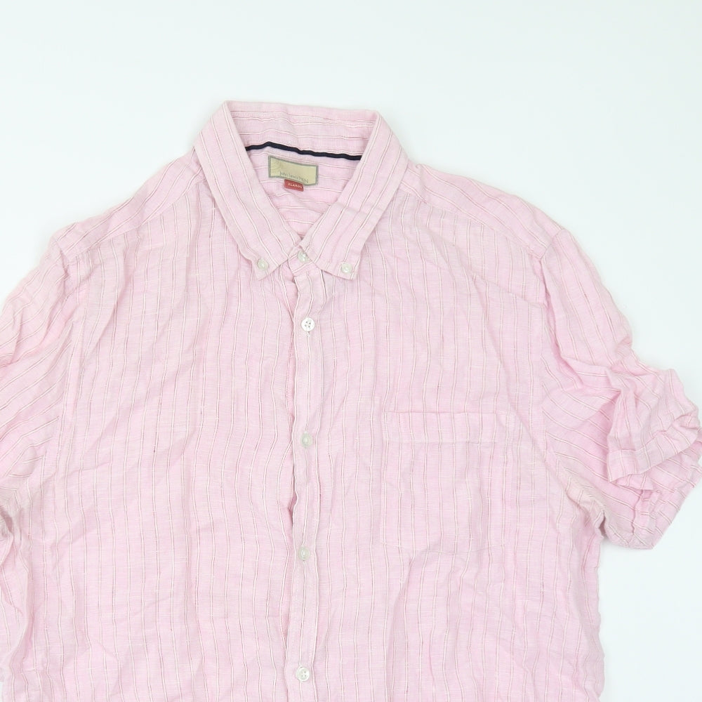 John Lewis Mens Pink Striped   Button-Up Size XL