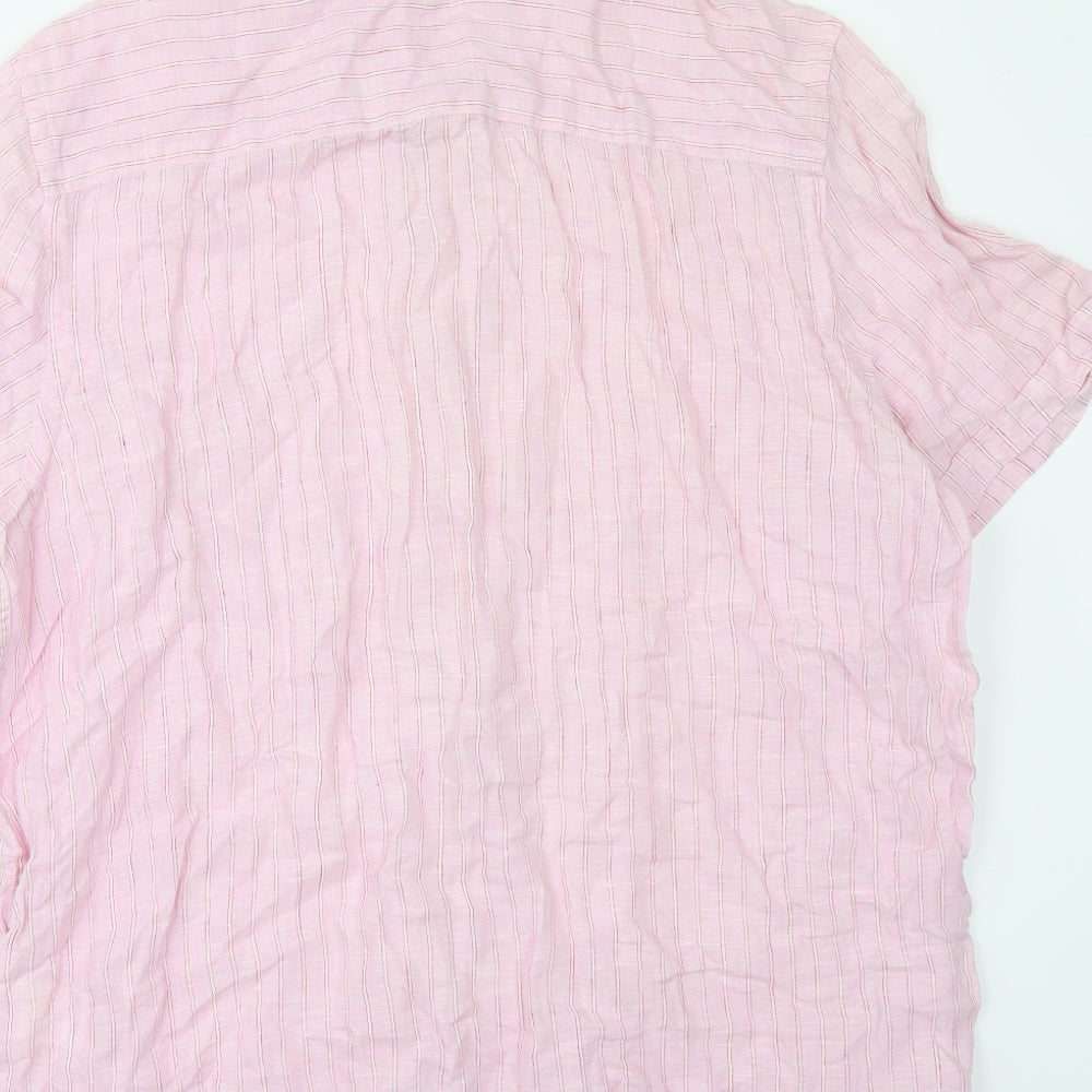 John Lewis Mens Pink Striped   Button-Up Size XL