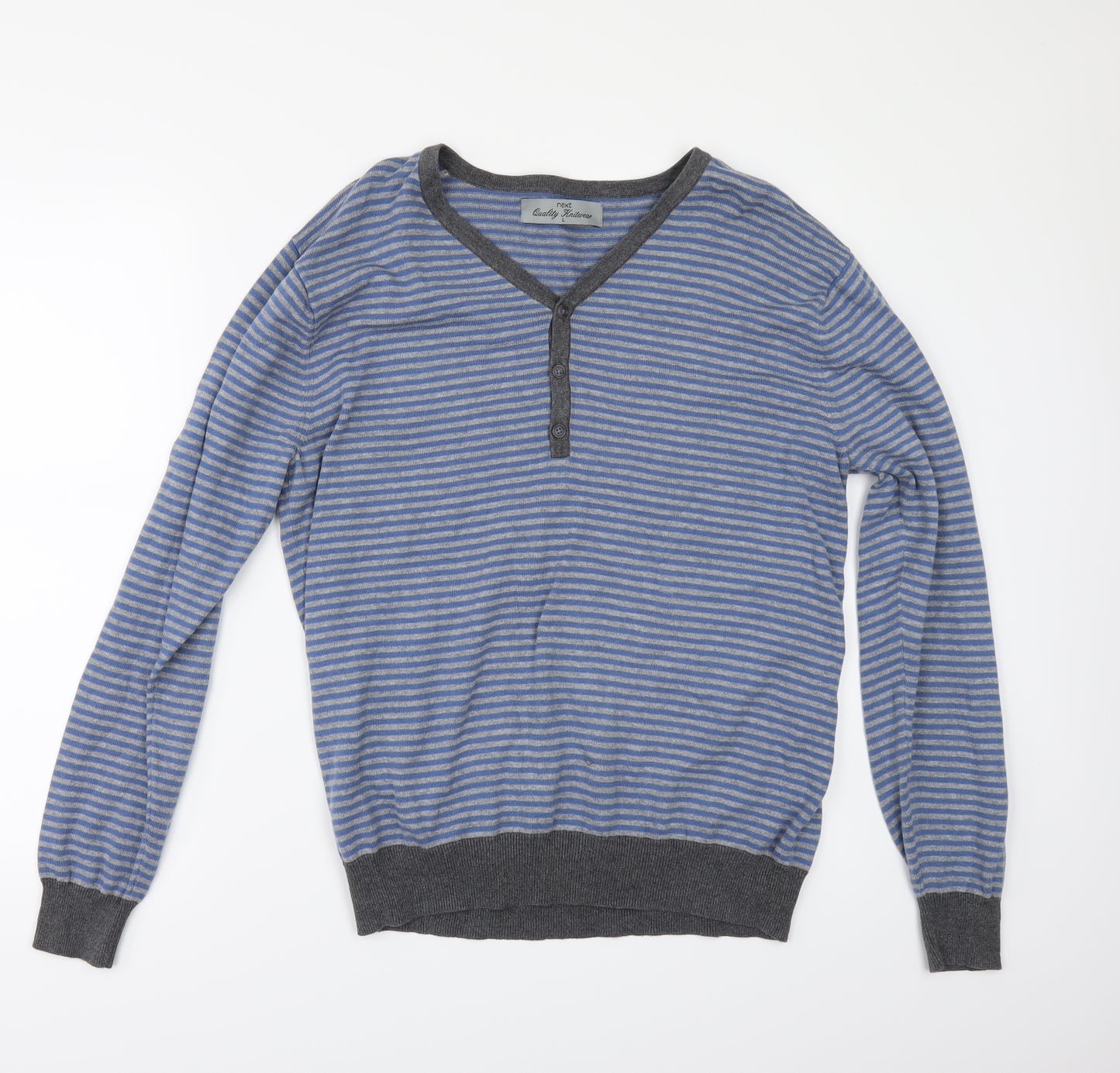 NEXT Mens Blue Striped  Pullover Jumper Size L