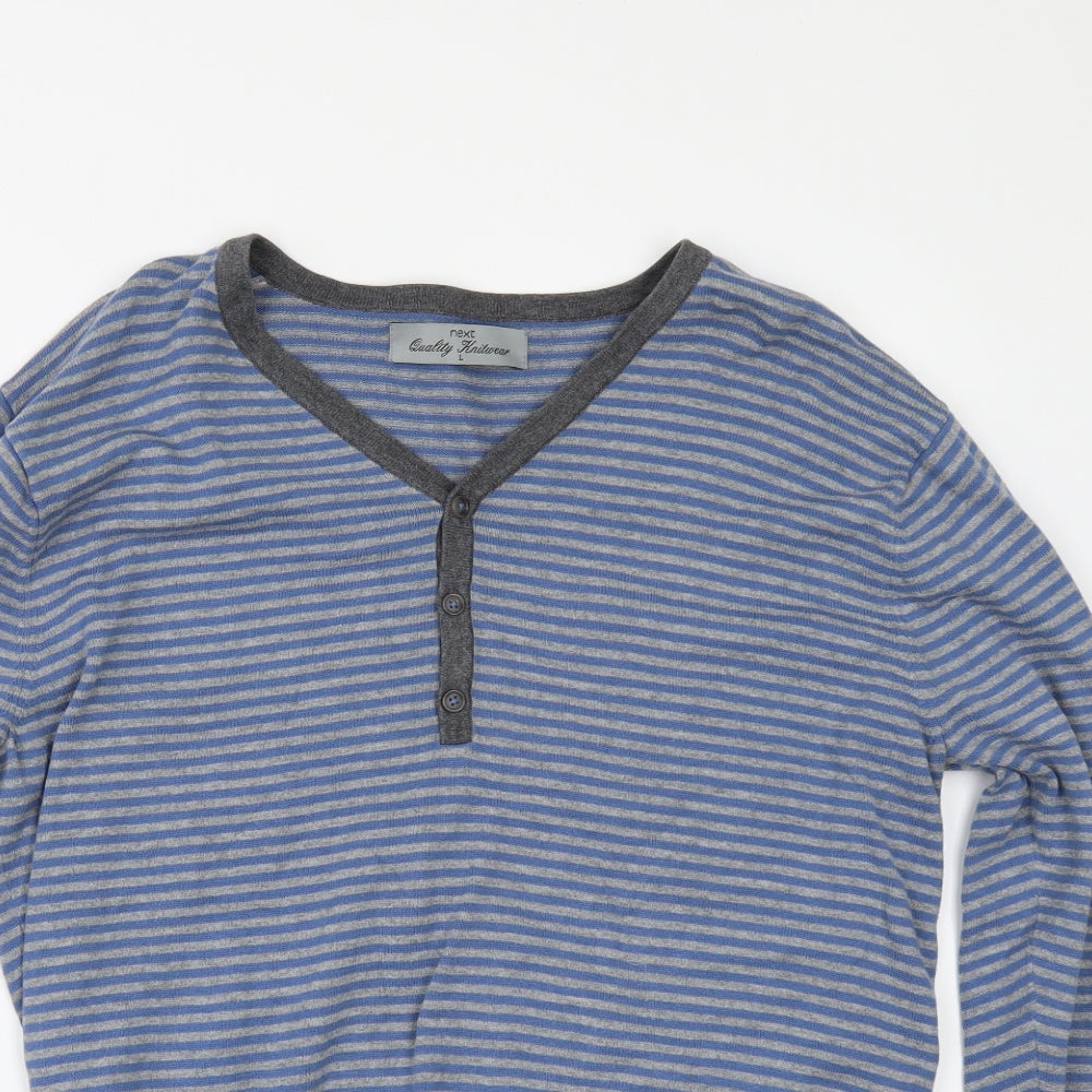 NEXT Mens Blue Striped  Pullover Jumper Size L
