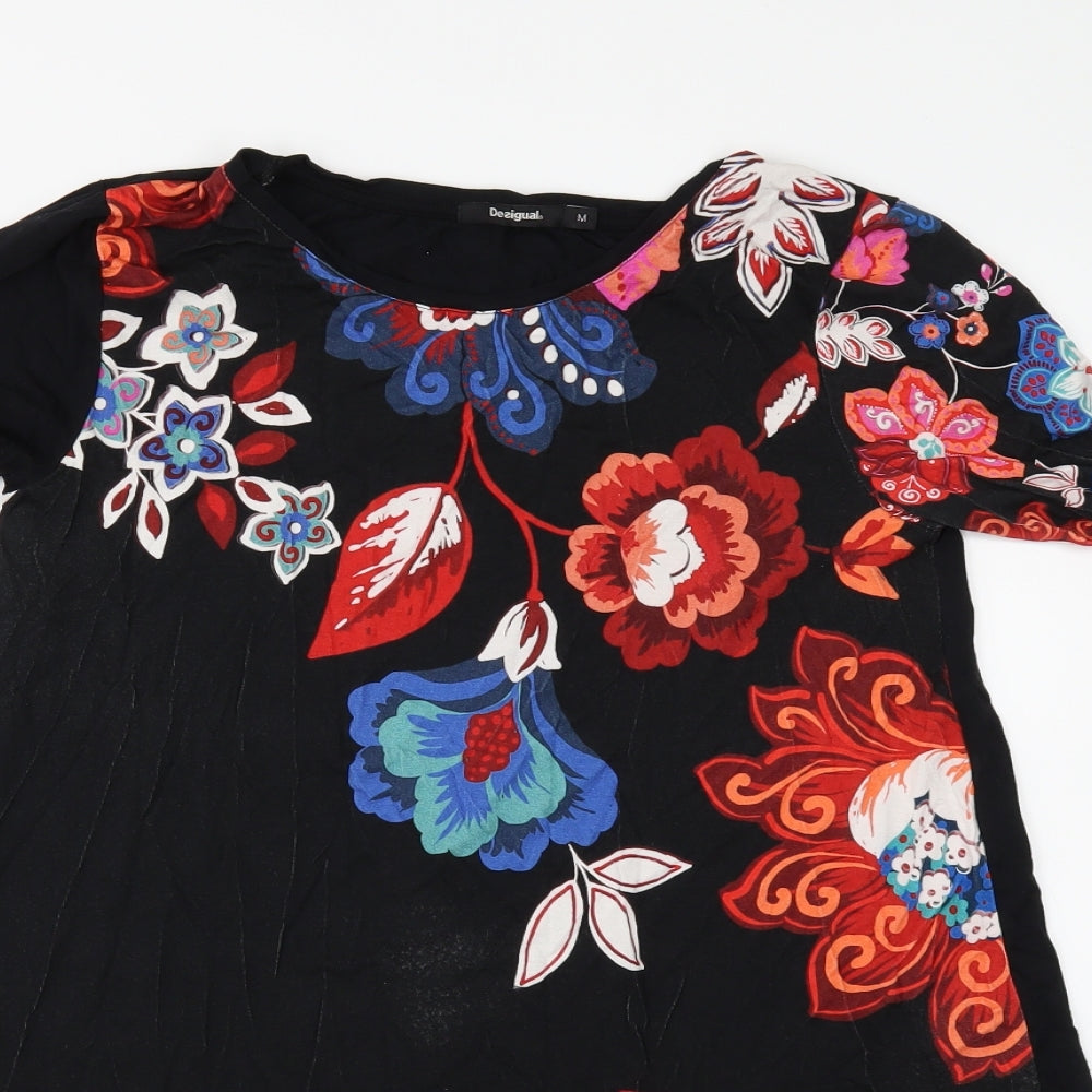 Desigual Womens Black Floral  Tunic Blouse Size M