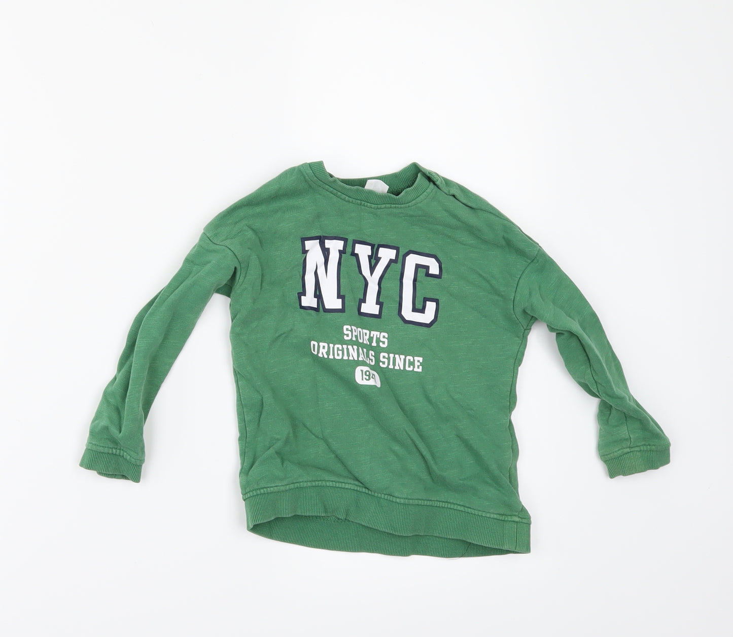 H&M Boys Green   Pullover Sweatshirt Size 2-3 Years