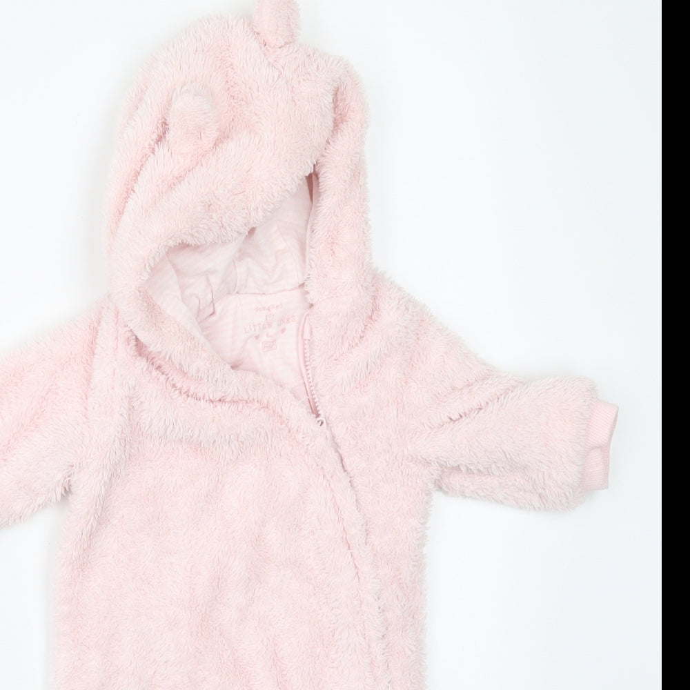 F&F Girls Pink  Fleece Jacket Snowsuit Size 3-6 Months