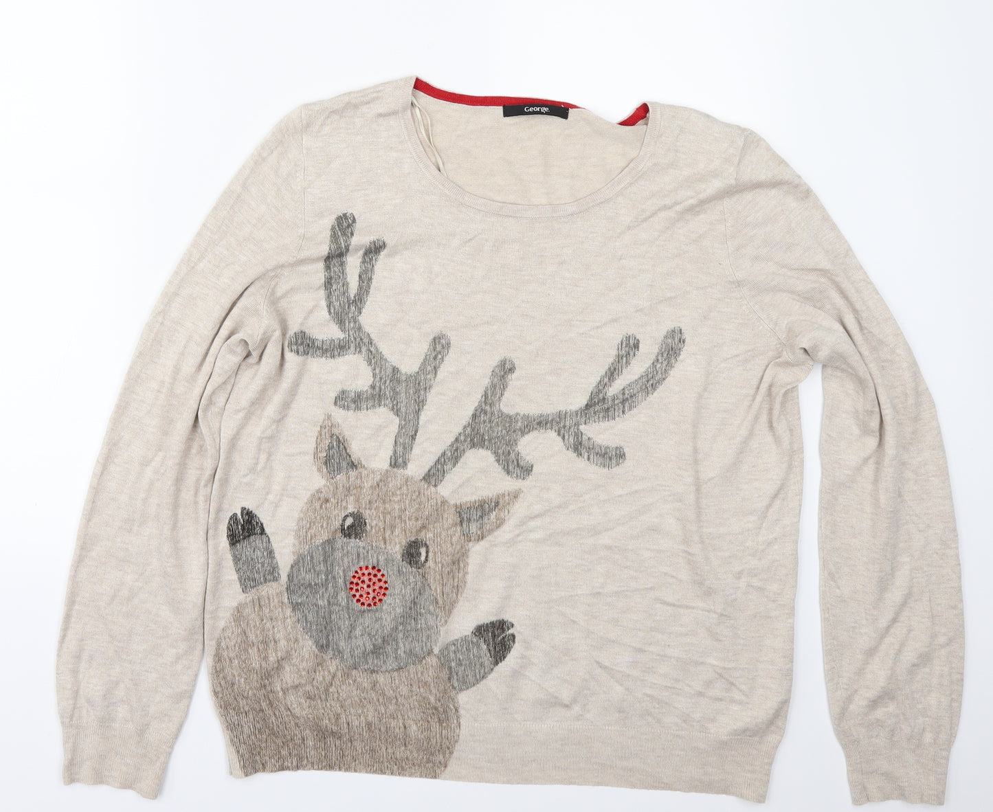 George Womens Beige   Pullover Jumper Size 16  - CHRISTMAS