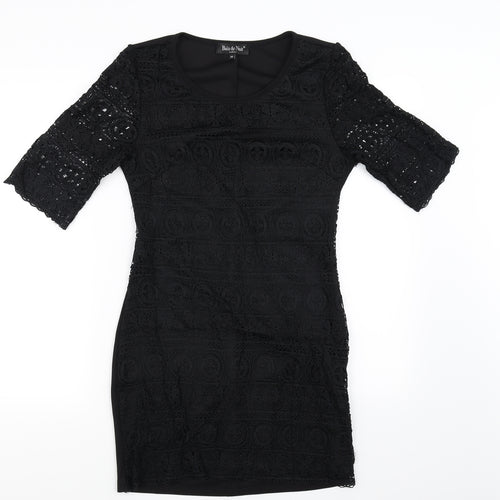 Bain De Nuit Womens Black Floral  Bodycon  Size 8