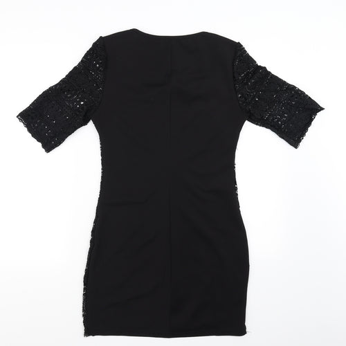Bain De Nuit Womens Black Floral  Bodycon  Size 8