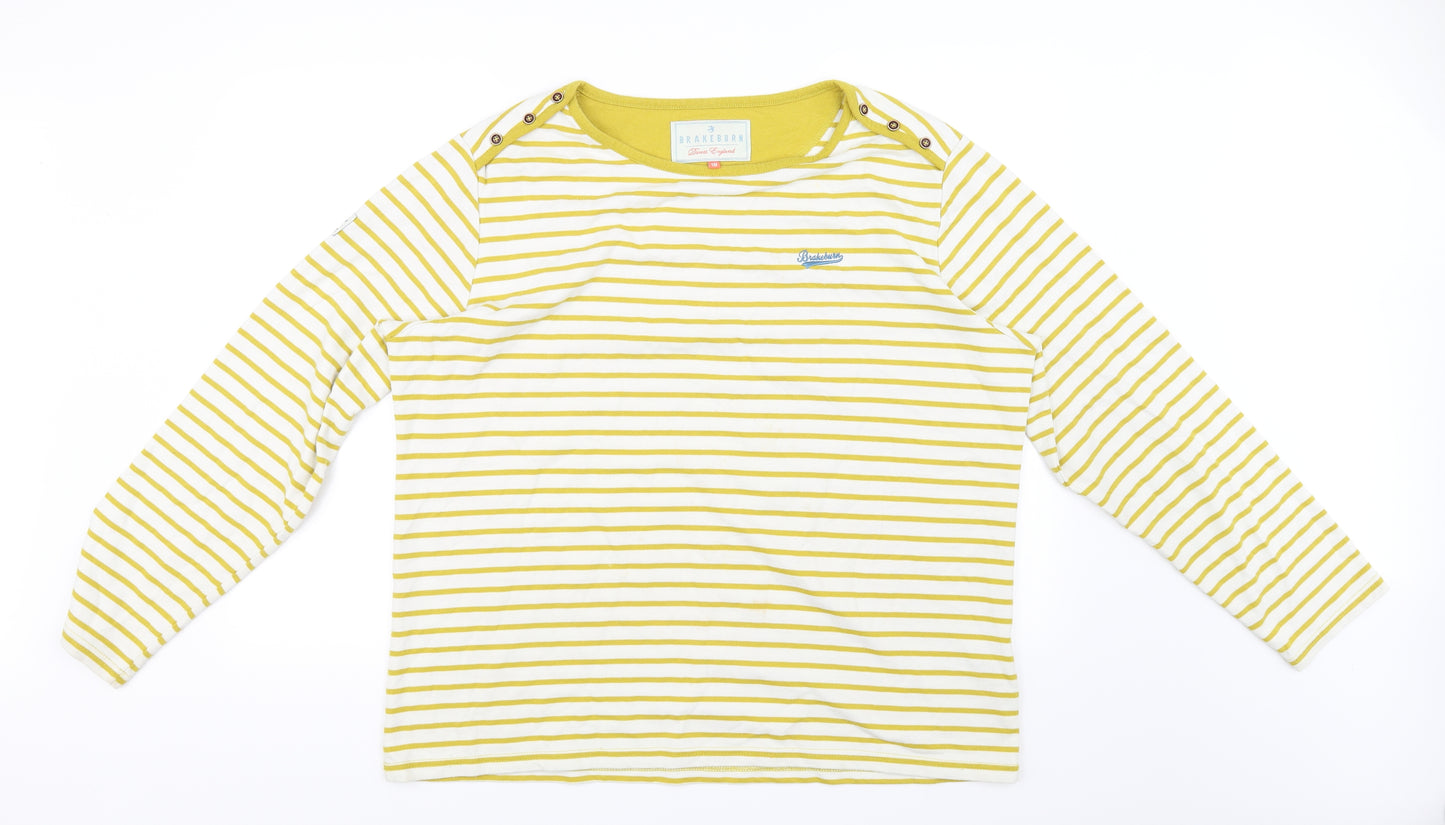 Brakeburn Womens Yellow Striped  Basic T-Shirt Size 18