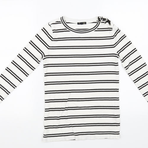 Preworn Womens White Striped  Pullover Jumper Size 6