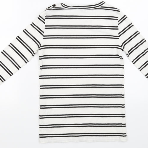 Preworn Womens White Striped  Pullover Jumper Size 6