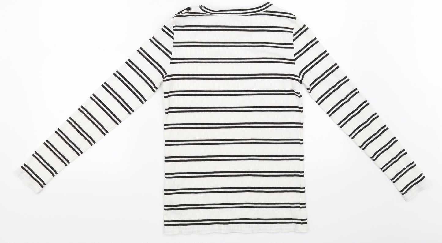 Preworn Womens White Striped  Pullover Jumper Size 6