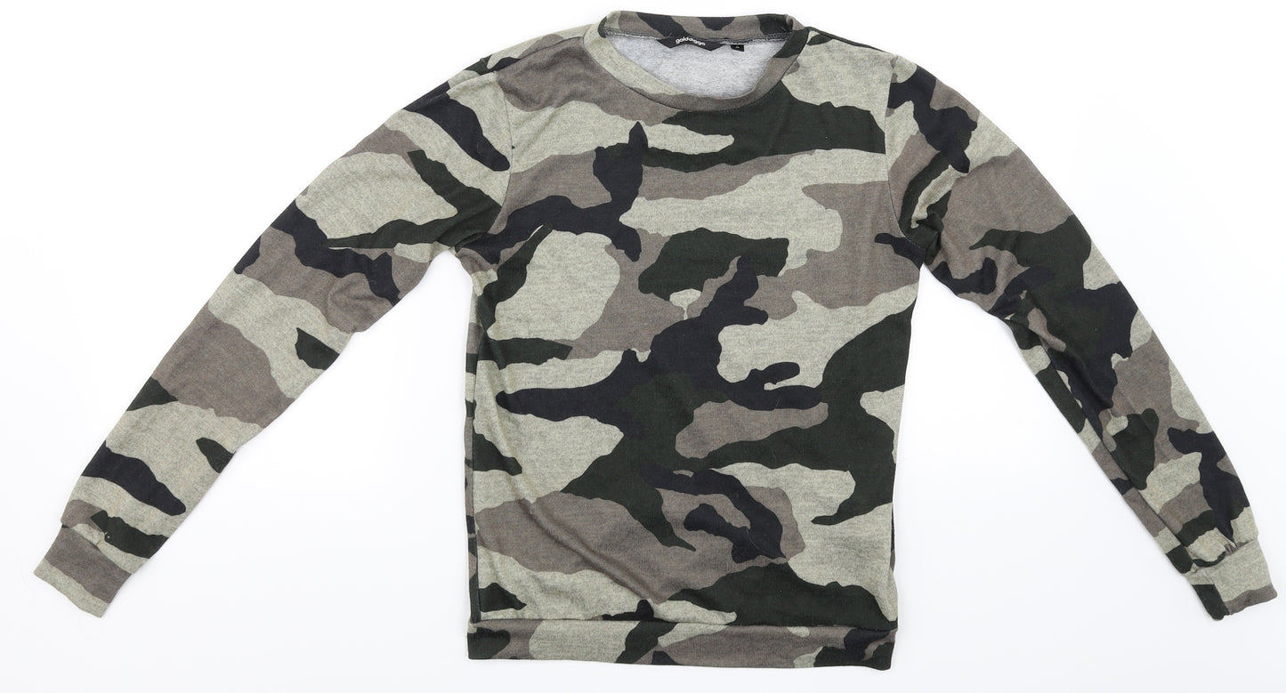 Golddigga Womens Multicoloured Camouflage  Basic T-Shirt Size 8