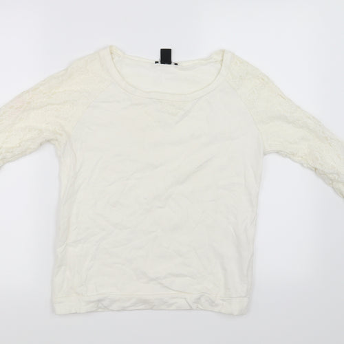 H&M Womens White   Pullover Jumper Size 4