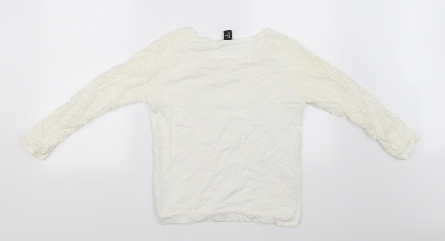 H&M Womens White   Pullover Jumper Size 4