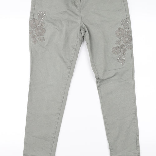 M&Co Womens Beige Floral  Straight Jeans Size 10 L28 in