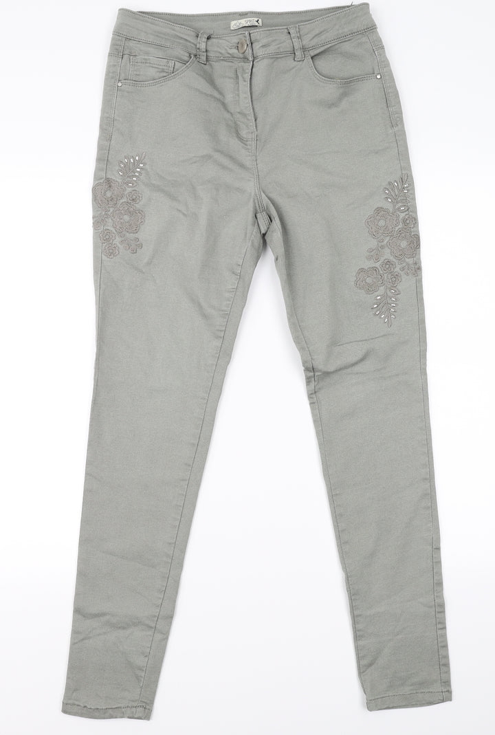 M&Co Womens Beige Floral  Straight Jeans Size 10 L28 in