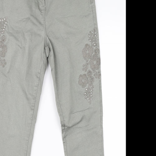 M&Co Womens Beige Floral  Straight Jeans Size 10 L28 in