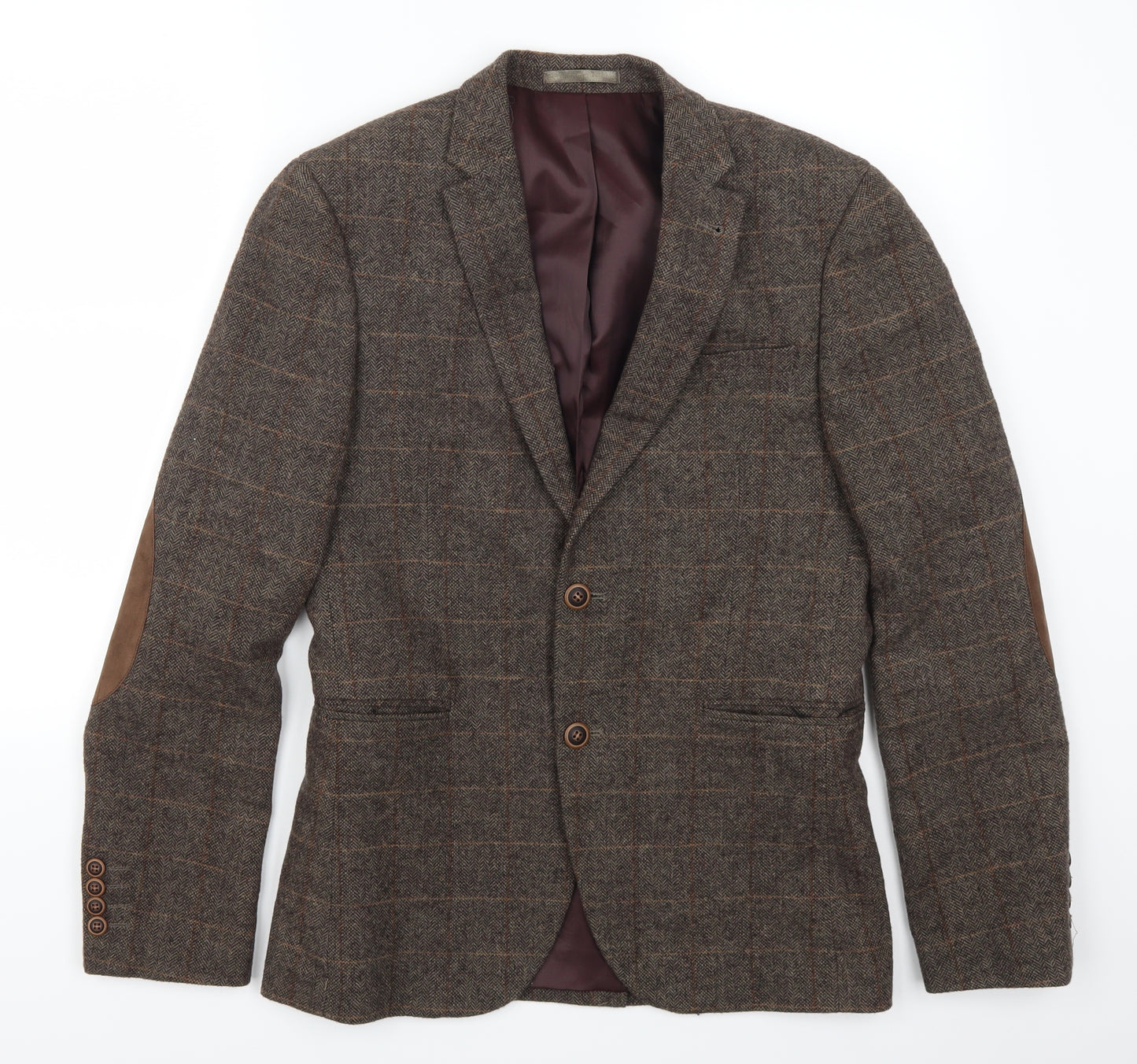 Cedar Wood State Mens Brown Check  Jacket Suit Jacket Size S