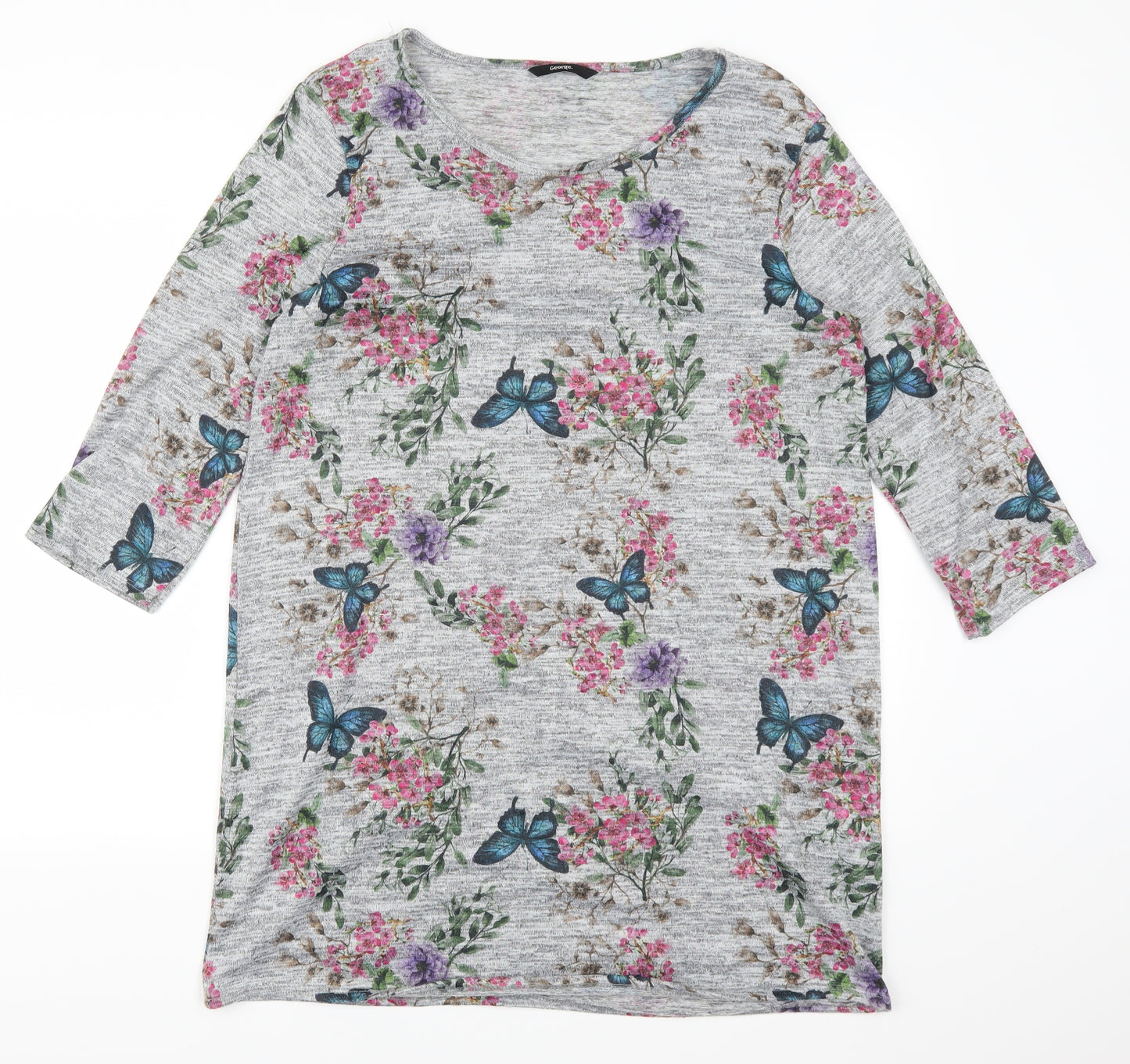 George Womens Grey Floral  T-Shirt Dress  Size 14