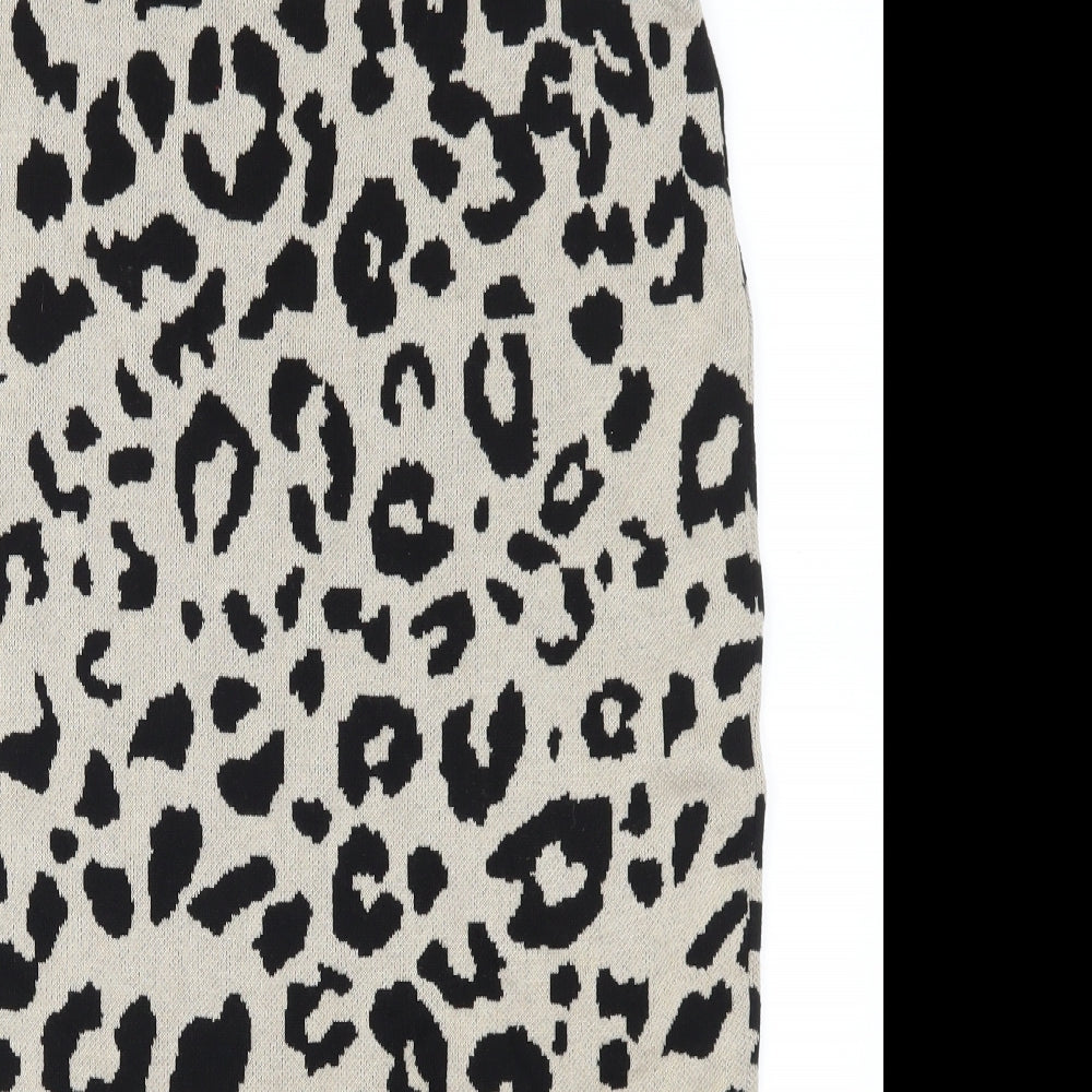 M&Co Womens Beige Animal Print  Straight & Pencil Skirt Size M