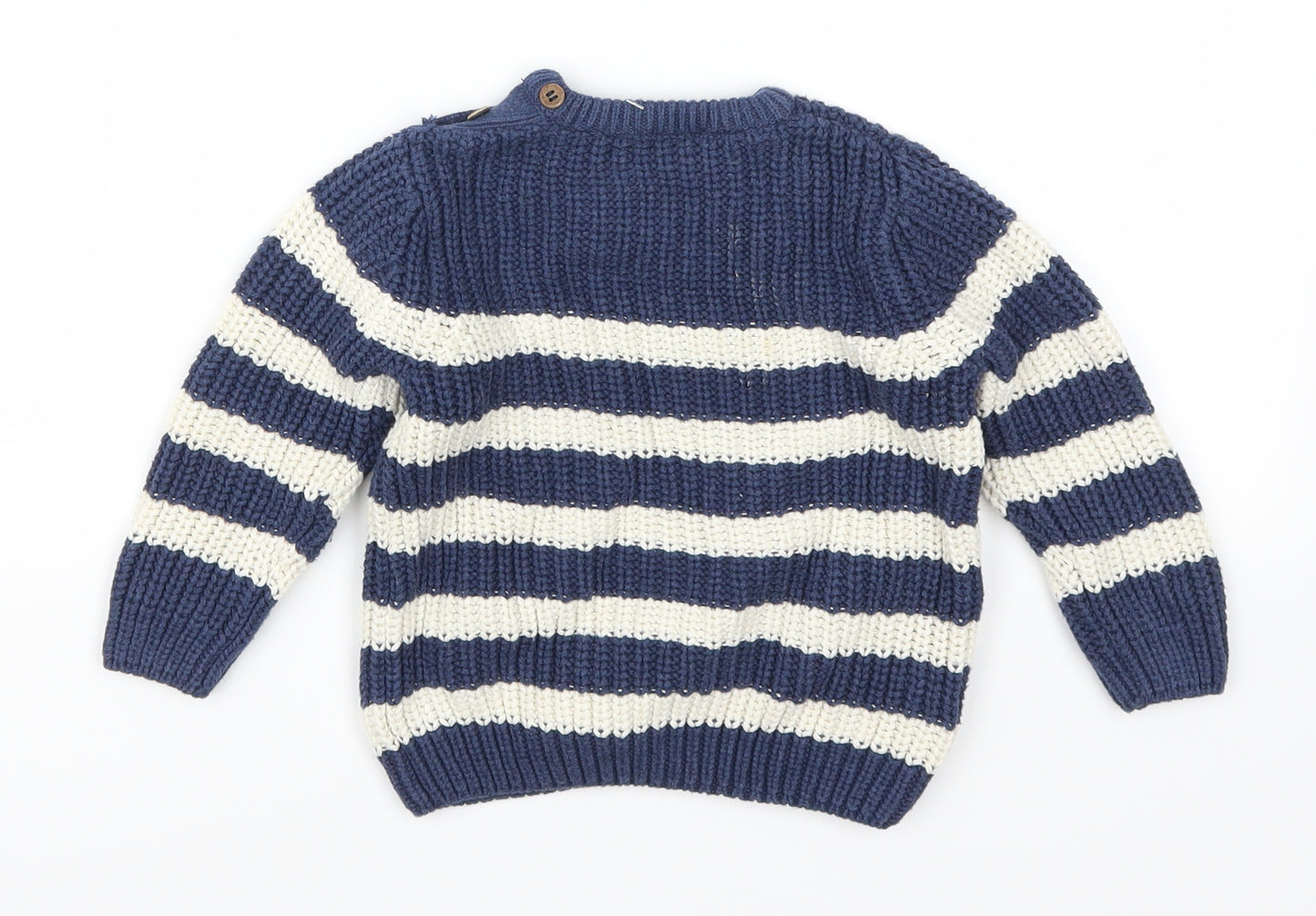 Mothercare Boys Blue Striped  Pullover Jumper Size 18-24 Months
