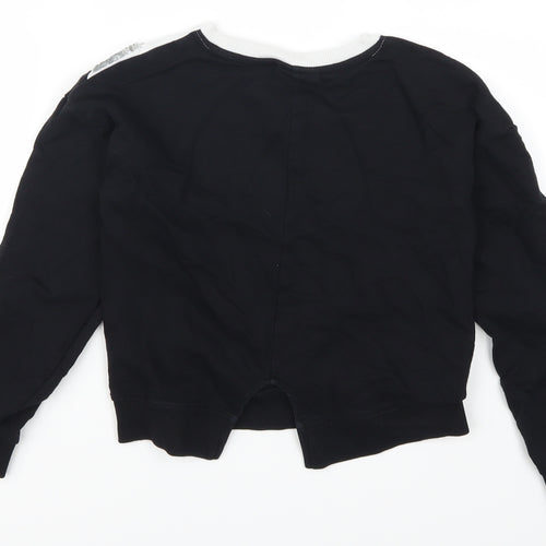 Matalan Girls Black Striped  Pullover Sweatshirt Size 9 Years