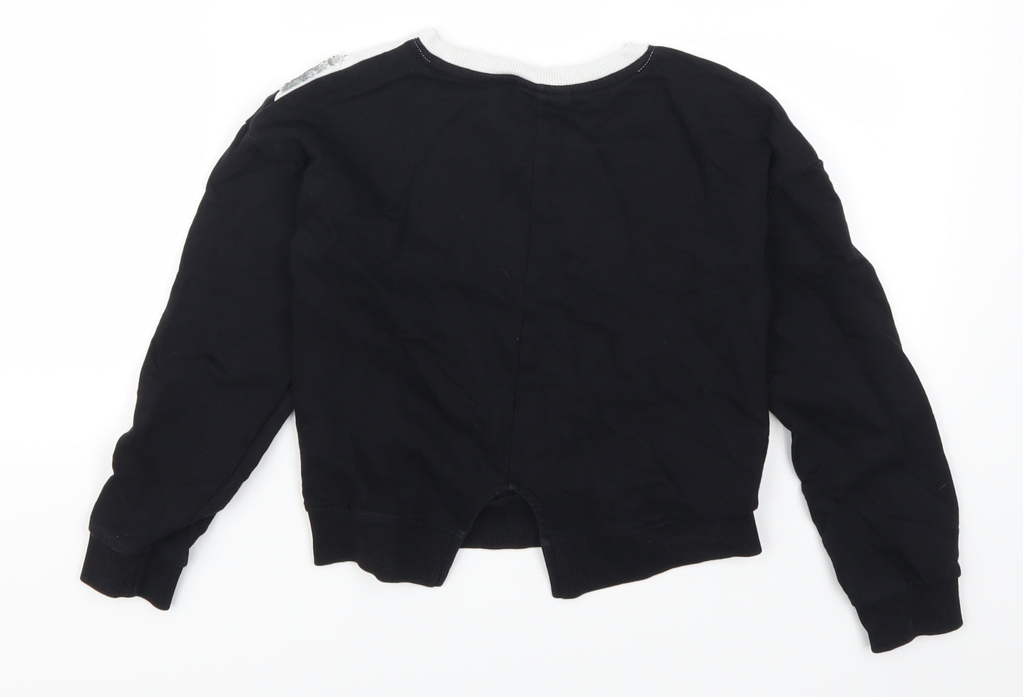 Matalan Girls Black Striped  Pullover Sweatshirt Size 9 Years