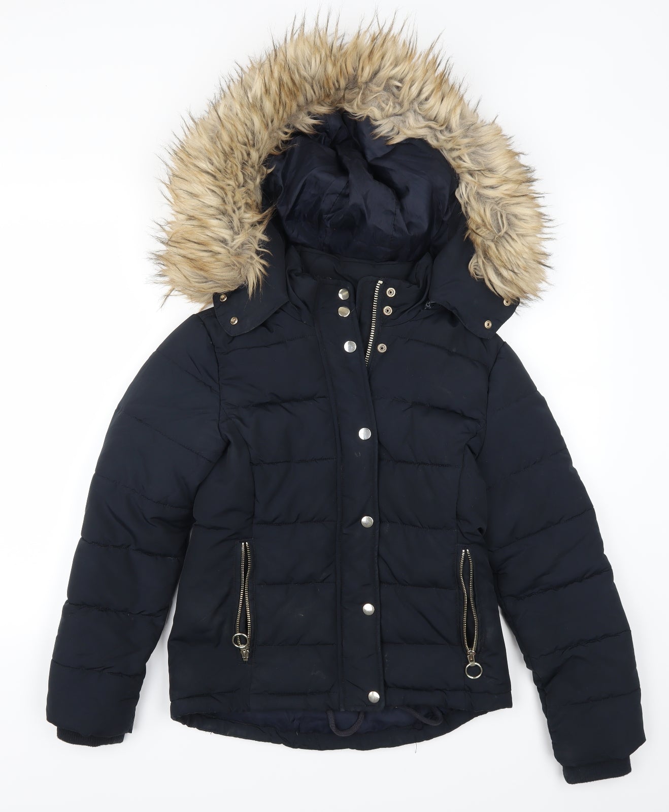 Topshop Womens Blue   Quilted Coat Size 4