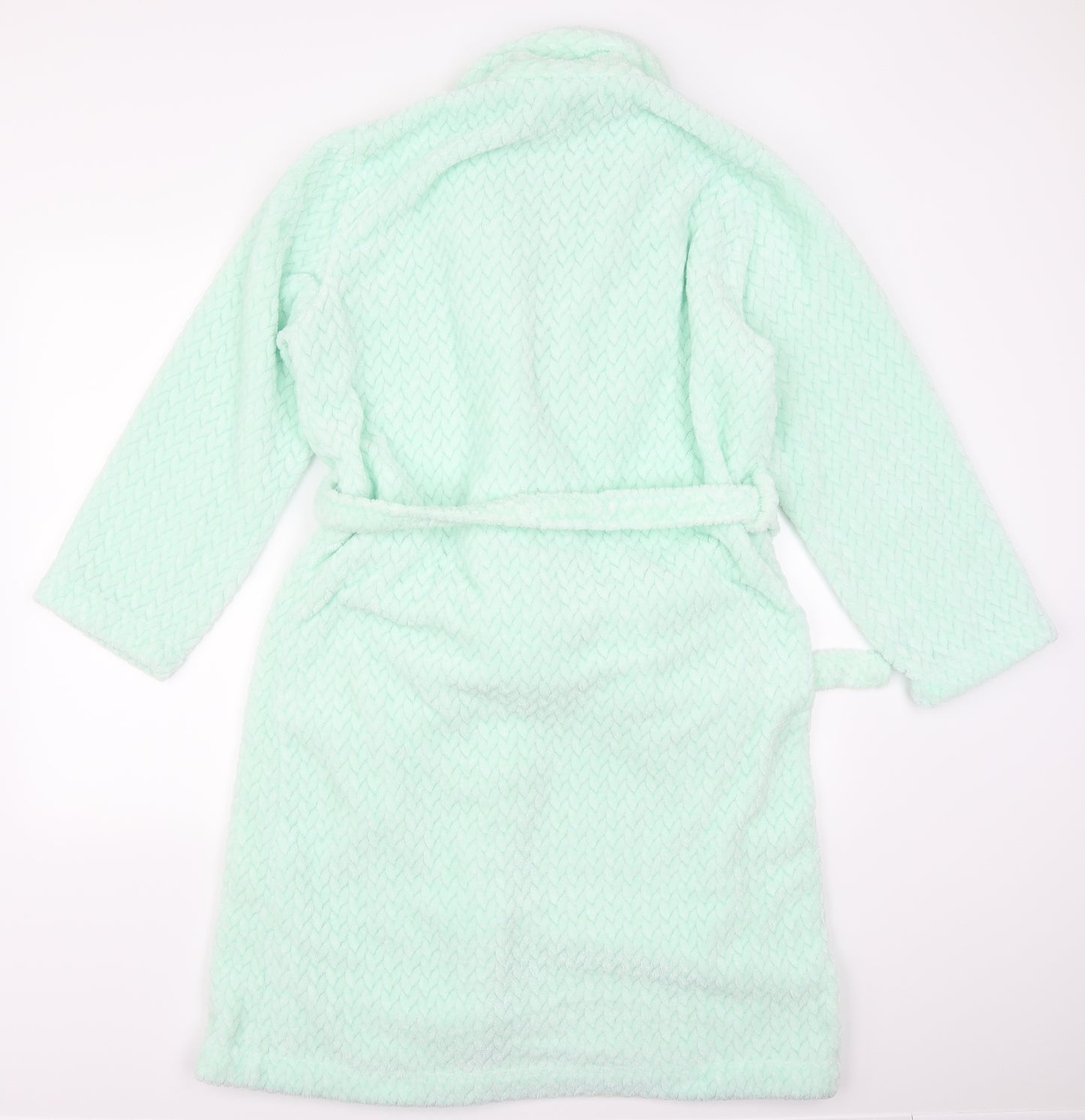 George Womens Green Geometric Fleece Kimono Robe Size M