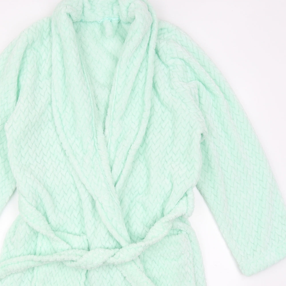 George Womens Green Geometric Fleece Kimono Robe Size M