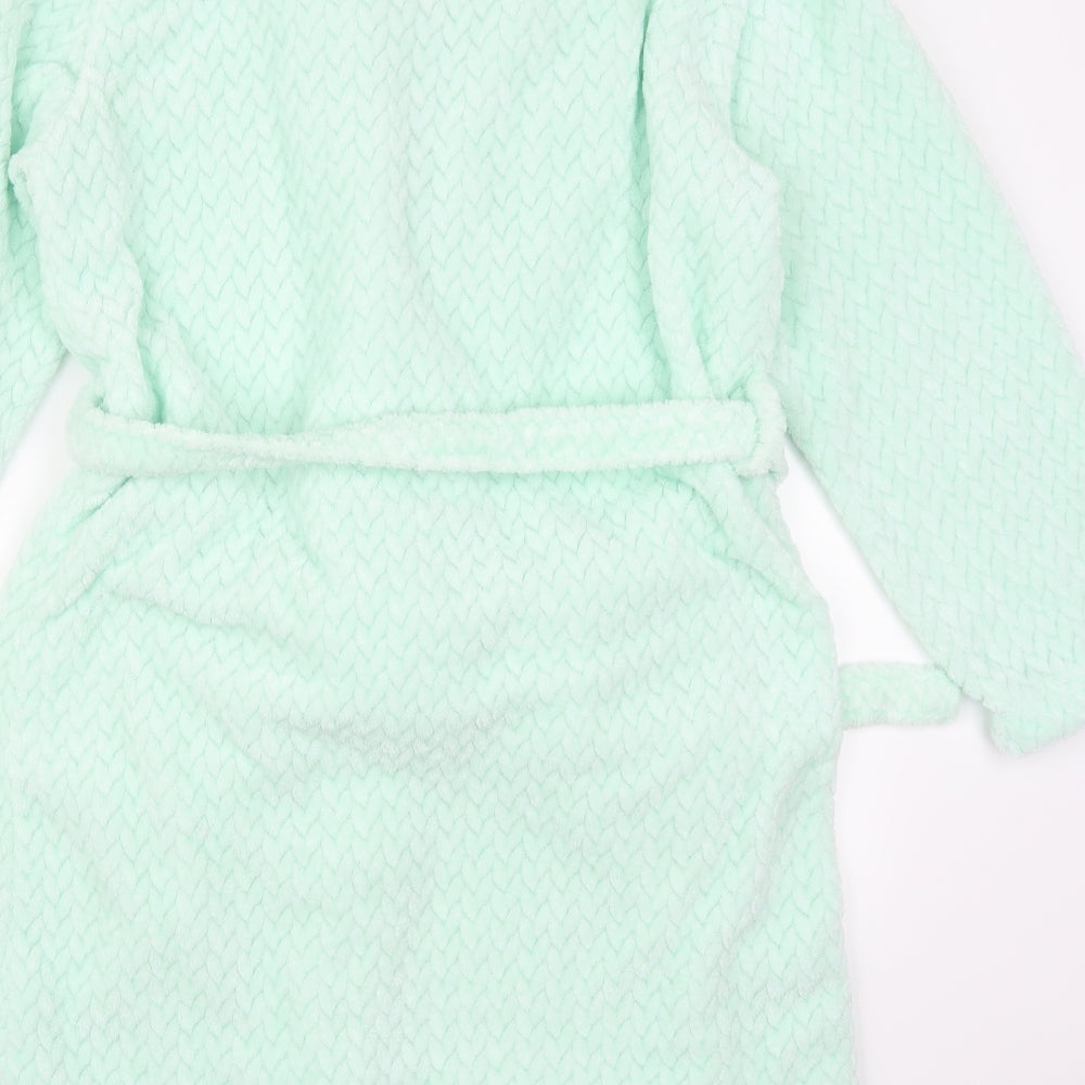 George Womens Green Geometric Fleece Kimono Robe Size M
