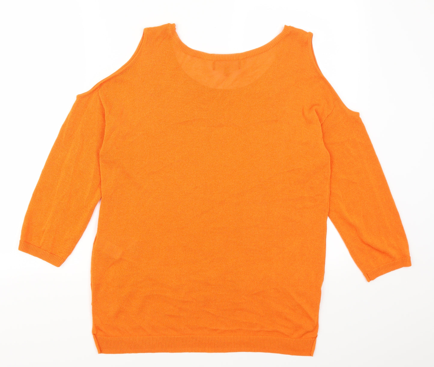 NEXT Womens Orange   Basic T-Shirt Size 14  - Cold Shoulder