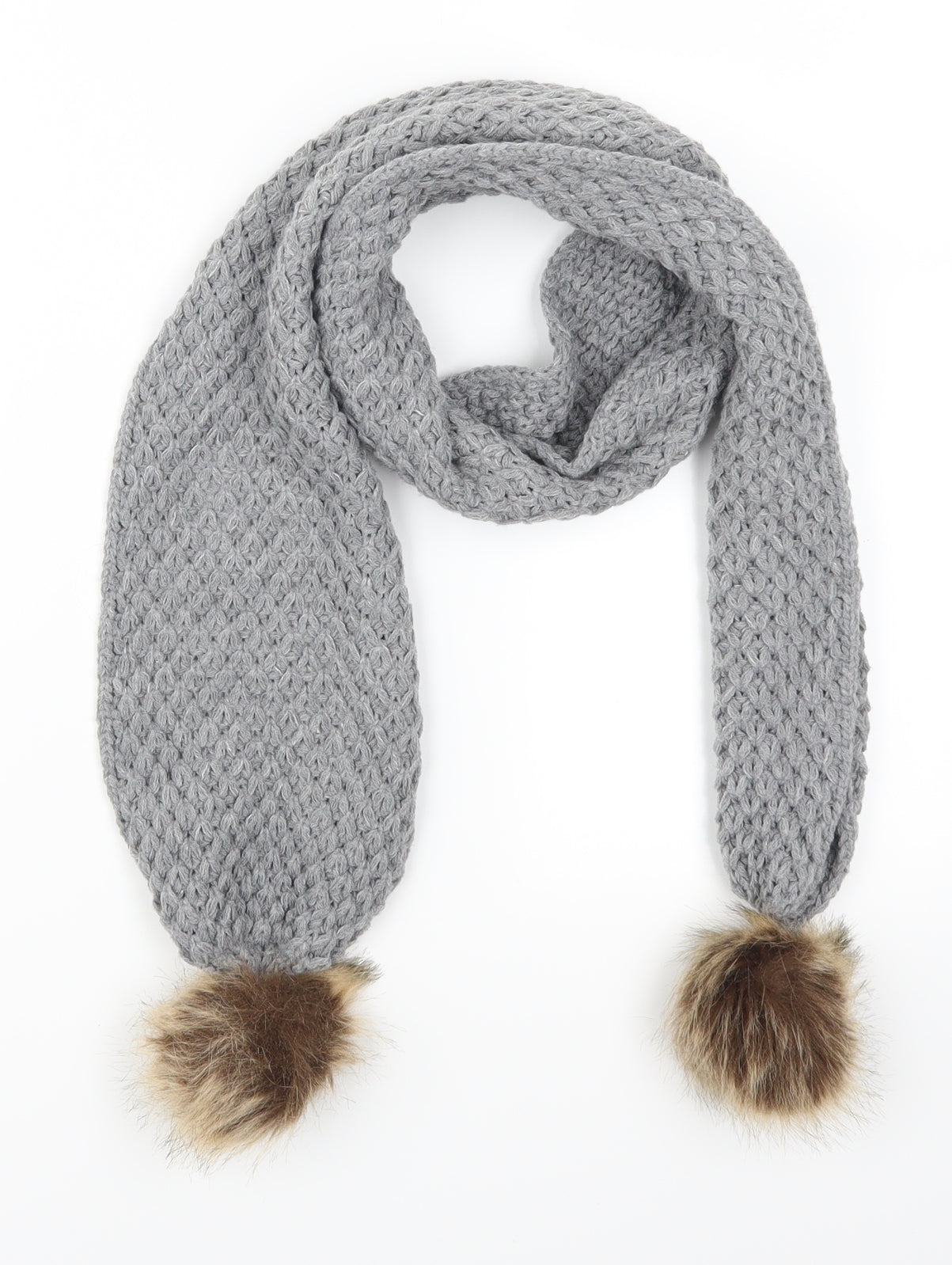 Preworn Womens Grey    Scarf   - Pom Pom