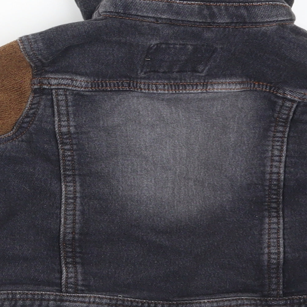 NEXT Boys Blue  Denim Jacket  Size 2-3 Years  - Brown Sweater Sleeves