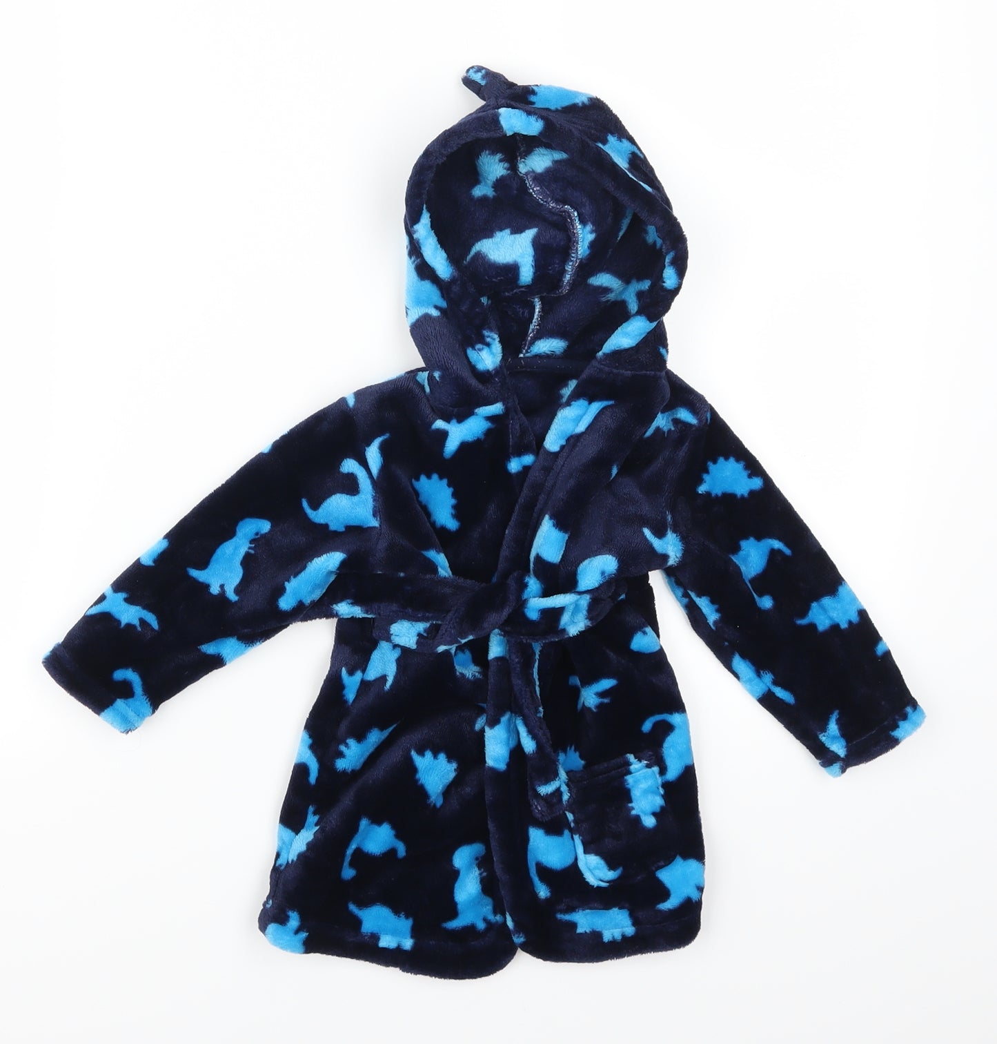 George Boys Blue Animal Print  Kimono Robe Size 6-9 Months  - Dinosaurs