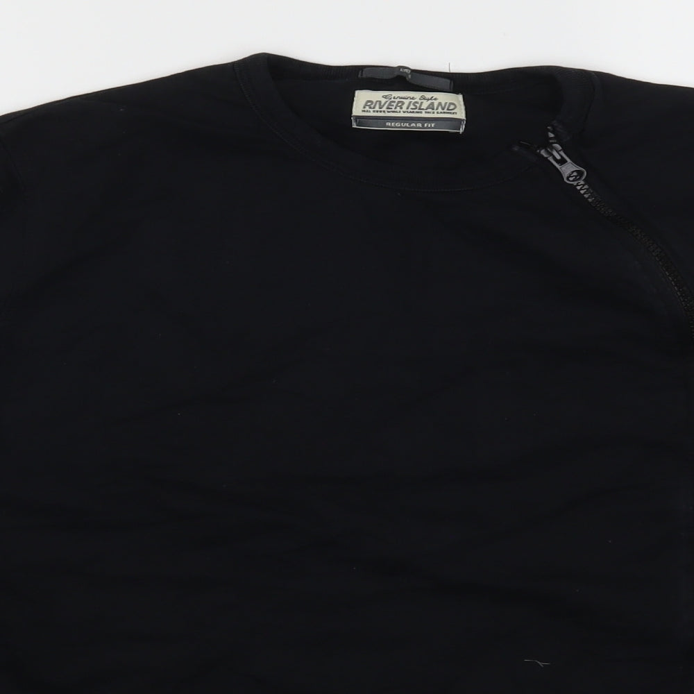 River Island Mens Black   Full Zip Sweatshirt Size L  - Asymmetrical Zip