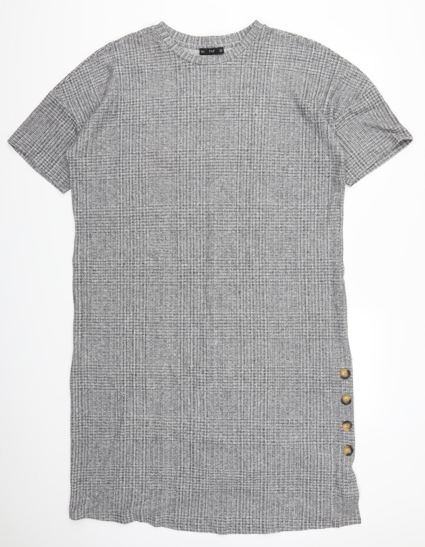 F&F Womens Grey Check  T-Shirt Dress  Size 22