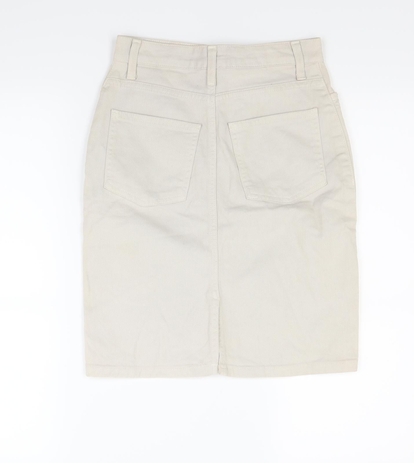 Preworn Womens Beige  Denim A-Line Skirt Size M