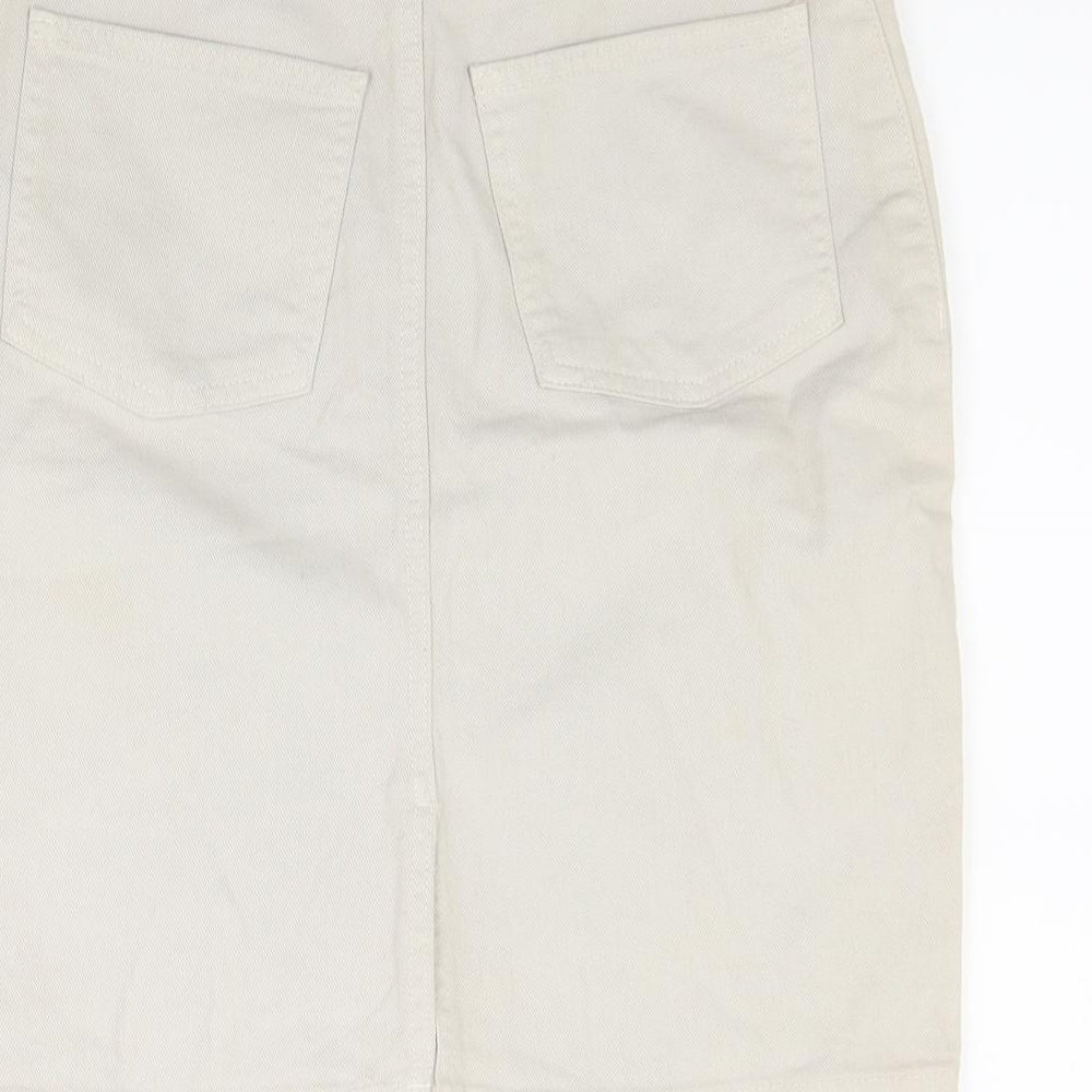 Preworn Womens Beige  Denim A-Line Skirt Size M