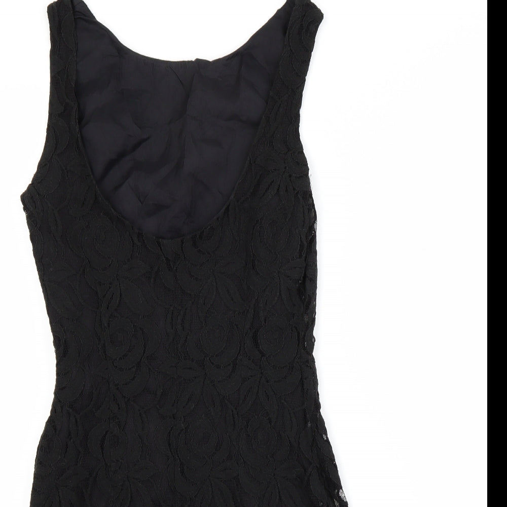 H&M Womens Black Floral  A-Line  Size 8
