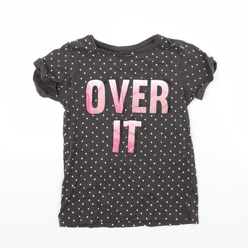 Primark Girls Brown Polka Dot  Basic T-Shirt Size 9-10 Years