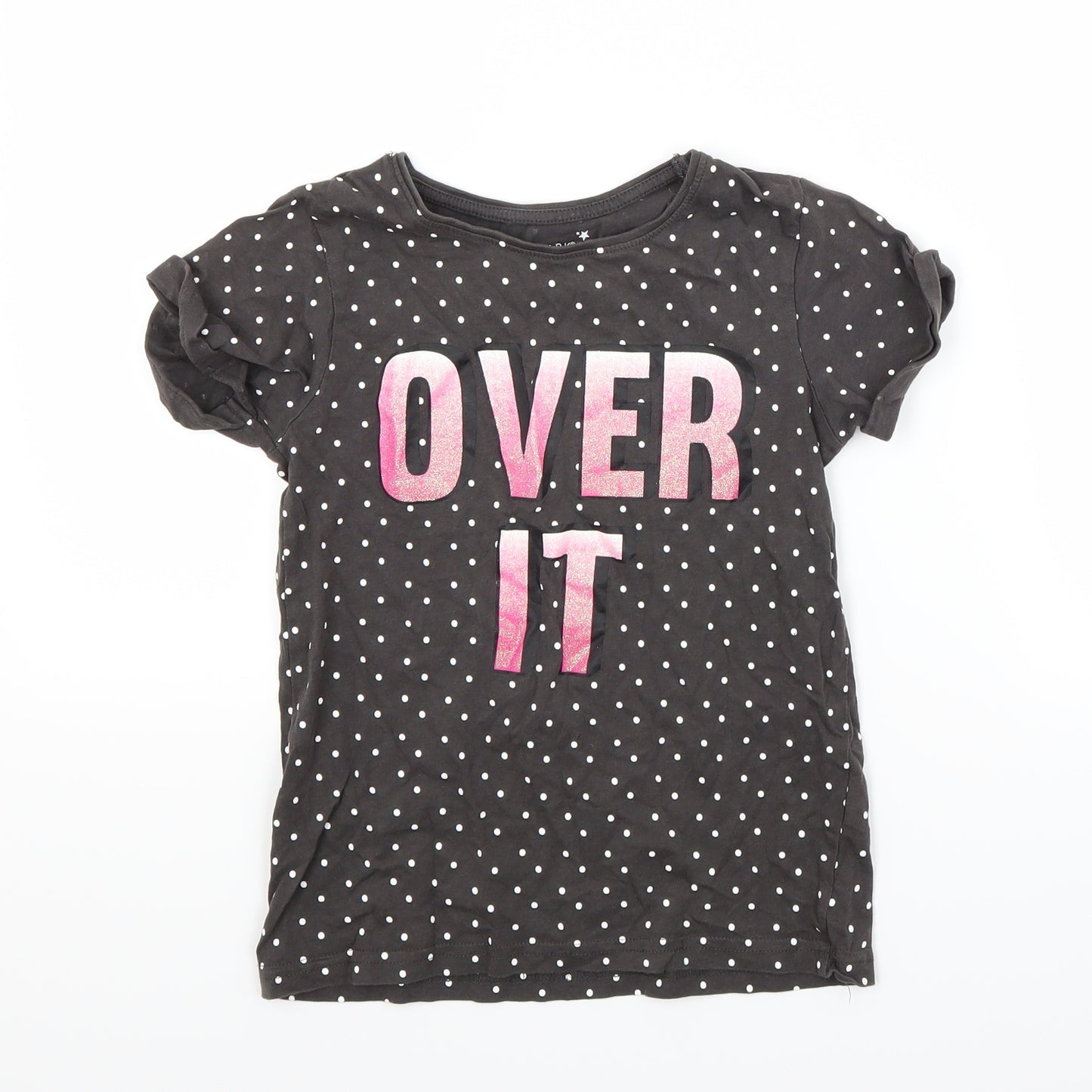 Primark Girls Brown Polka Dot  Basic T-Shirt Size 9-10 Years