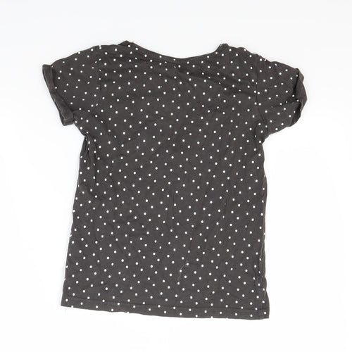 Primark Girls Brown Polka Dot  Basic T-Shirt Size 9-10 Years