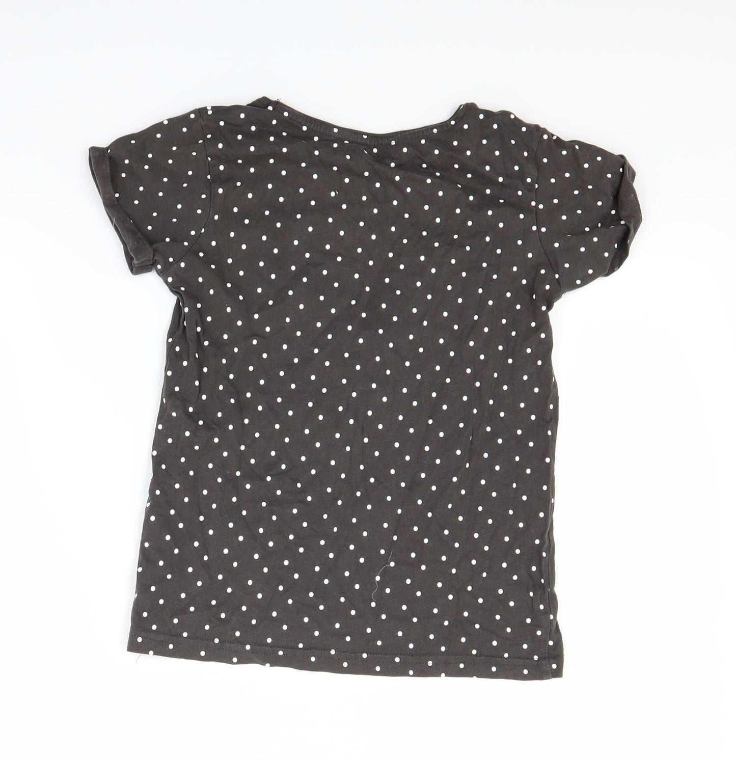 Primark Girls Brown Polka Dot  Basic T-Shirt Size 9-10 Years
