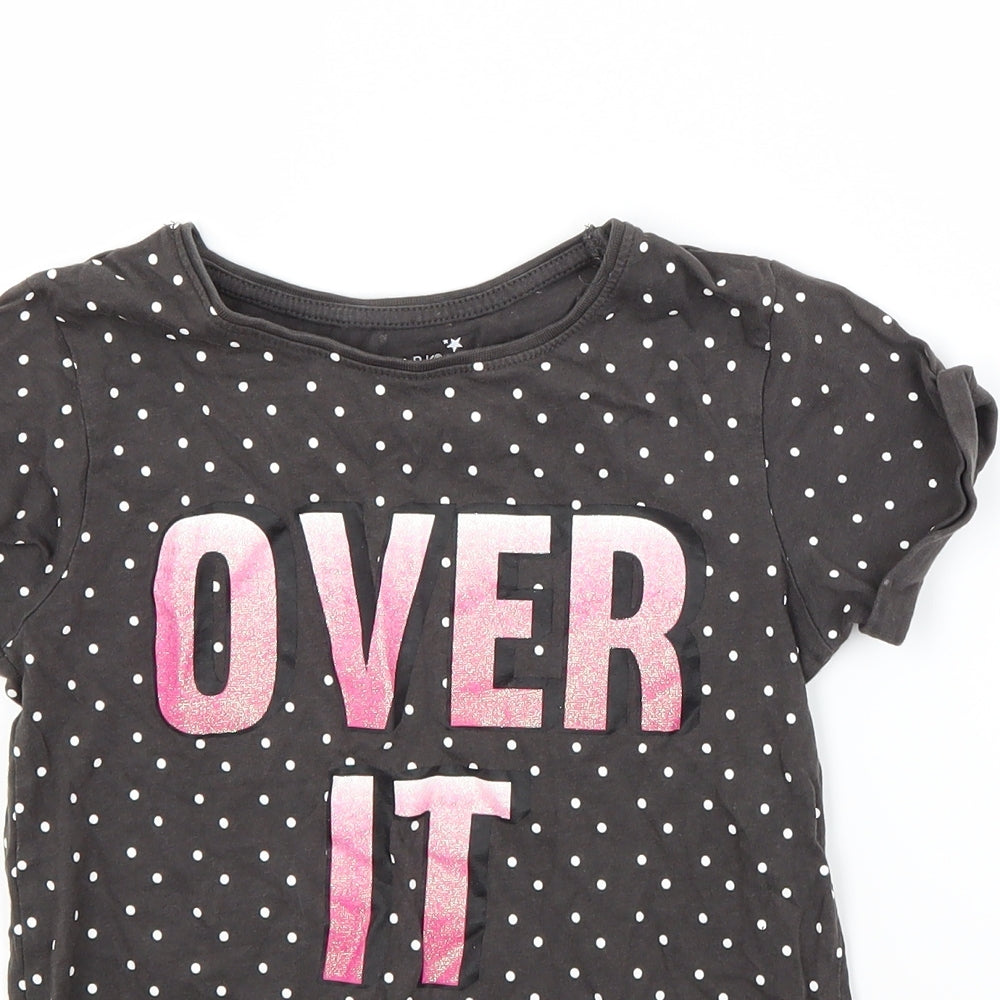 Primark Girls Brown Polka Dot  Basic T-Shirt Size 9-10 Years