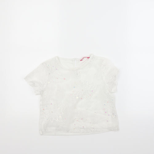 Young Dimension Girls White   Basic Blouse Size 8-9 Years