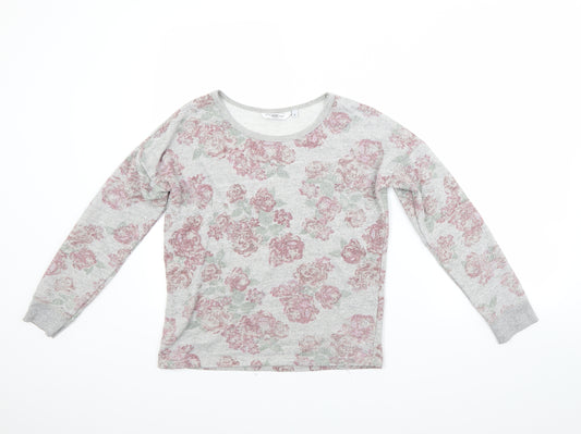 New Look Womens Grey Floral  Pullover Sweatshirt Size 8