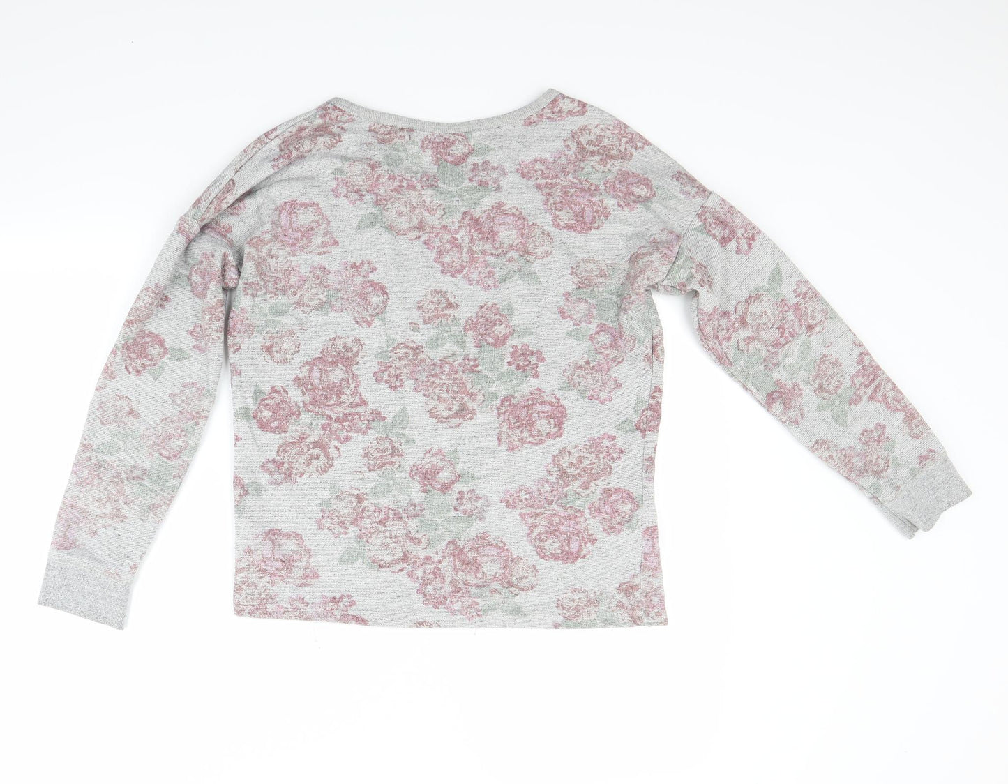 New Look Womens Grey Floral  Pullover Sweatshirt Size 8