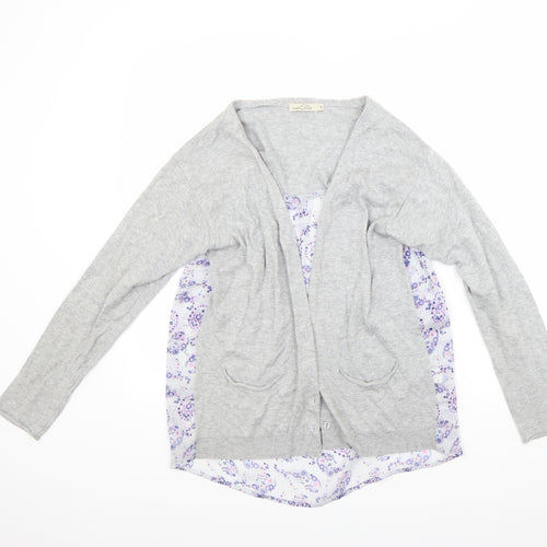 Mia ella Womens Grey Floral  Cardigan Jumper Size S