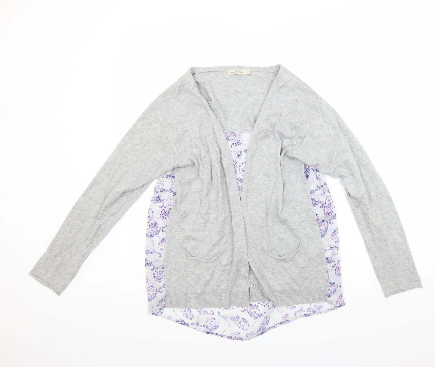 Mia ella Womens Grey Floral  Cardigan Jumper Size S