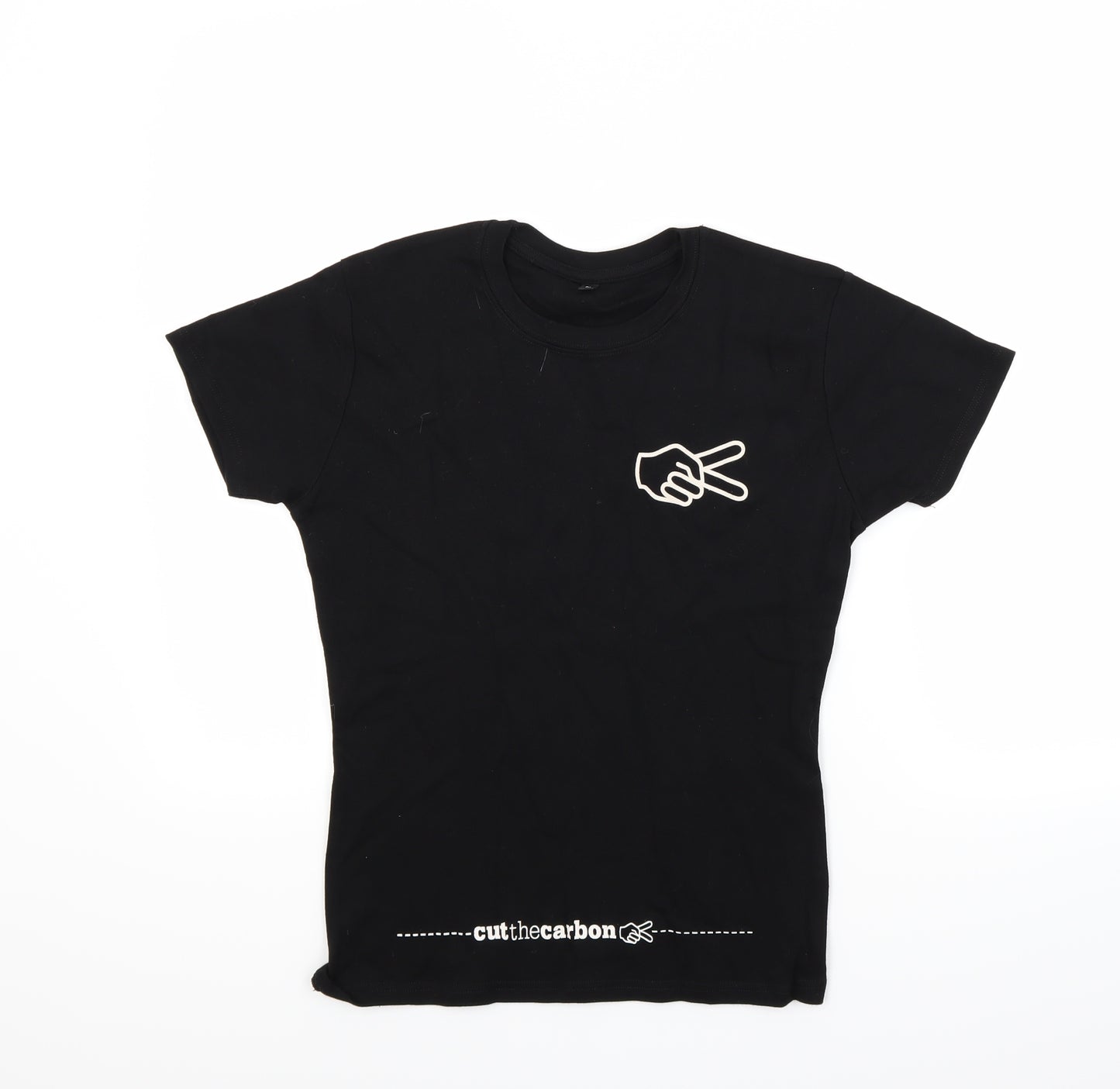Preworn Womens Black   Basic T-Shirt Size M  - Cut the carbon